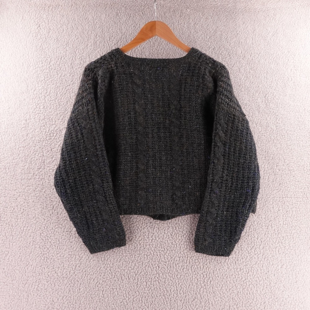 Vintage LL Bean Alpaca Wool Blend Cardigan Sweater Made in Italy Charcoal Grey M - Picture 2 of 7